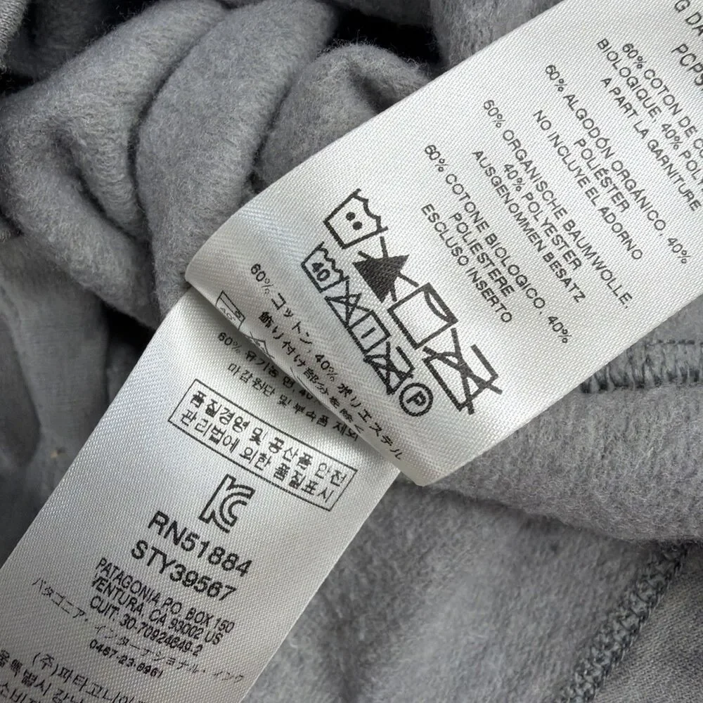 Patagonia Fleece T Shirt Mens Medium Organic Cotton Gray Heavyweight Long Sleeve